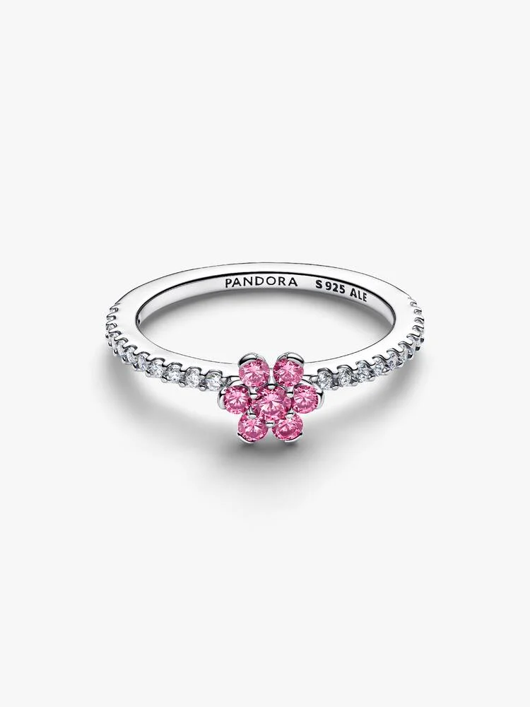 Anello Pandora Fiore Luminoso con Zirconi Rosa in Argento Sterling 925 Misura 52