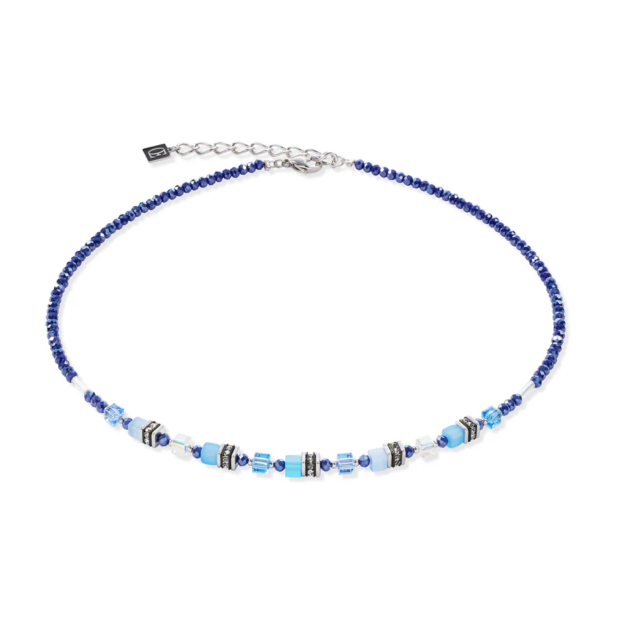 Collana Donna Coeur De Lion Princess Earth in Acciaio con Pietre Naturali Blu e Sfere Blu 