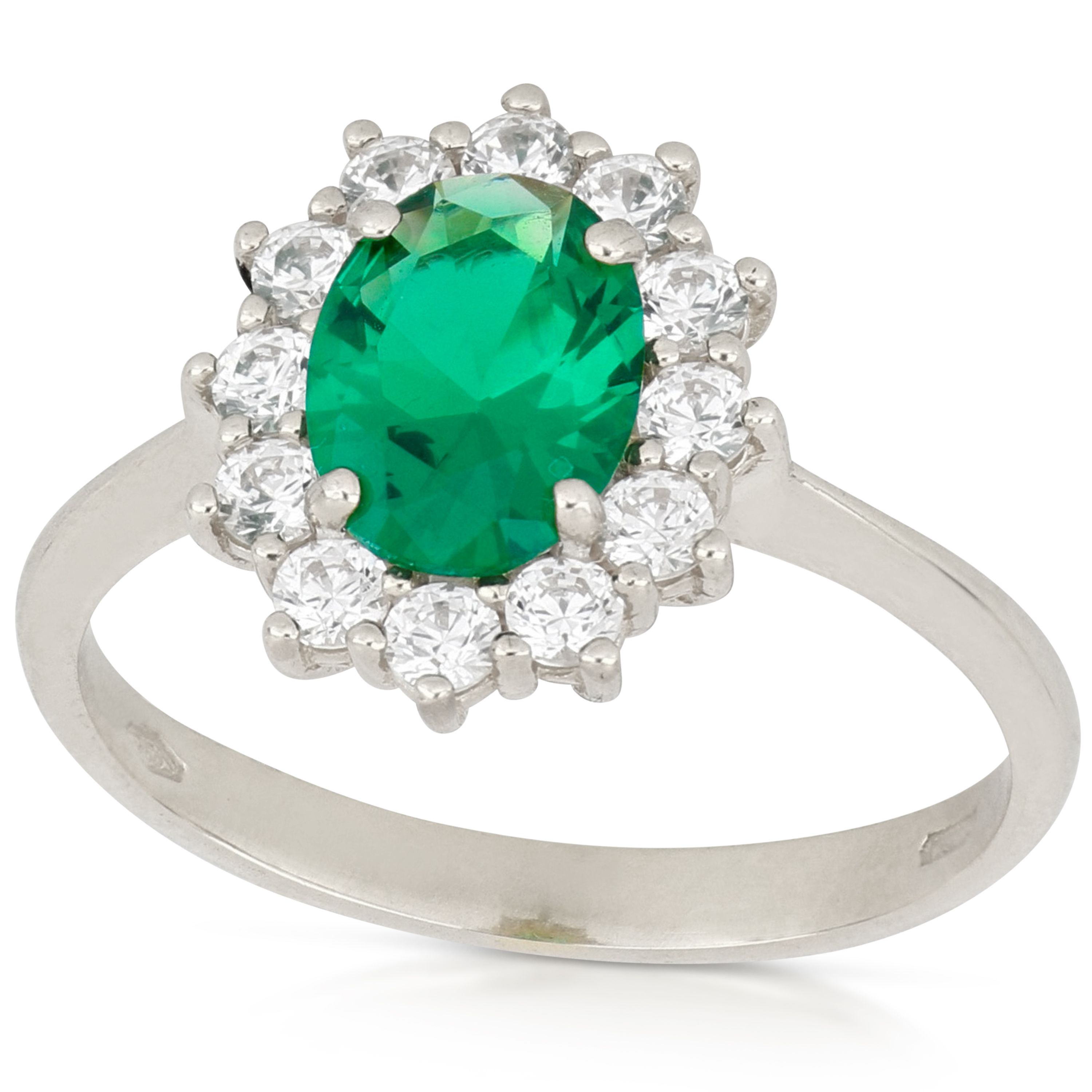 Anello Tondo Gioielli in oro 18 kt con pietra verde e contorno di zriconi