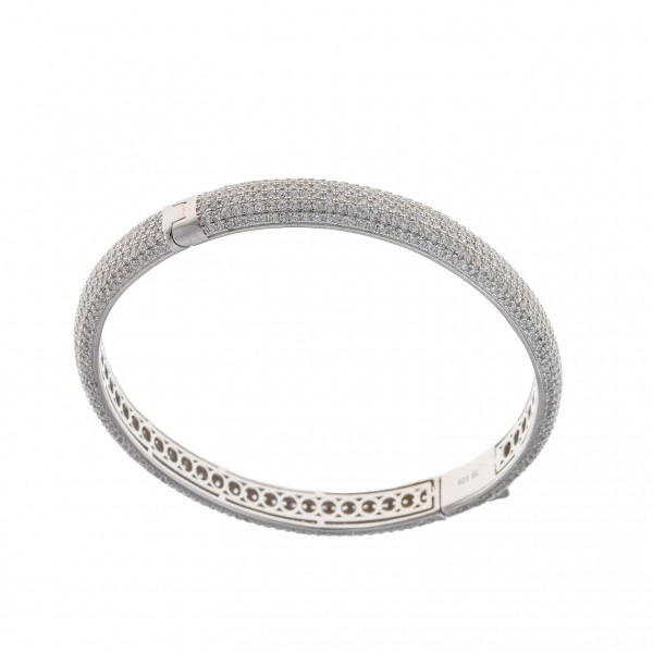 Bracciale Rigido Donna Salvatore Plata con Zirconi Bianchi 