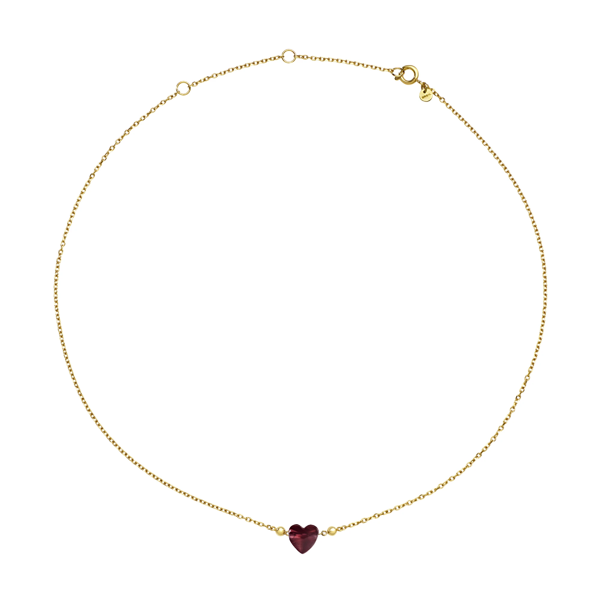 Collana Donna Breil Candy in Acciaio con Pietra Rodolite a Forma di Cuore 