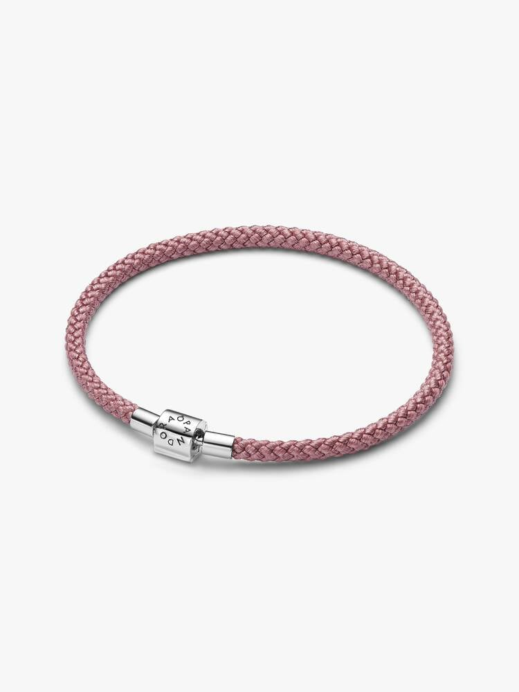 Bracciale Pandora in Corda Rosa con Chiusura a Barile