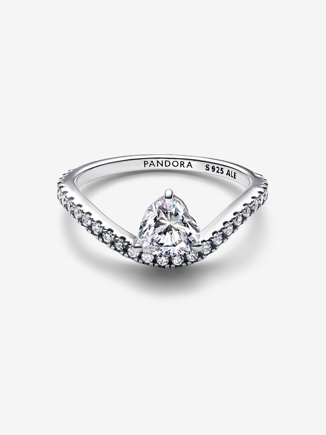 Anello Pandora Onda con Cuore Luminoso e Pavè  Misura 56