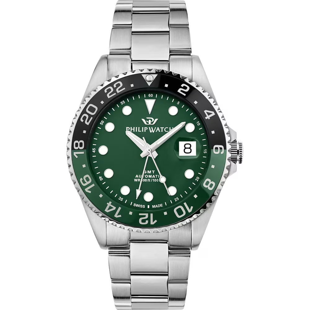 Orologio Uomo Philip Watch Caribe Diving Automatico con Quadrante Verde 42 mm Bracciale Acciaio