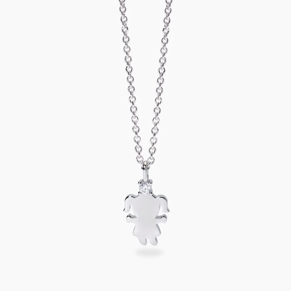 Collana Donna Mabina My Diamond con Bambina in Argento e Diamanti Lab-Grown 