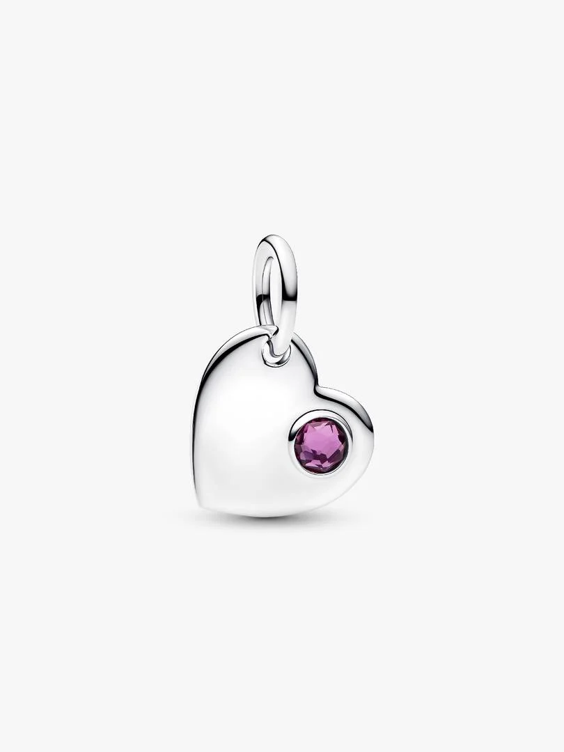 Charm Pendente Pandora Cuore con Pietra Viola Febbraio 