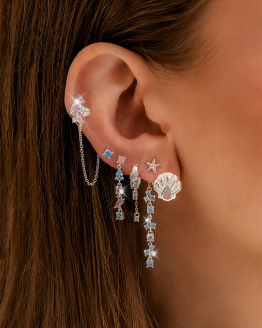 Orecchino Destro Donna Amabile Pink Lagoon con Zirconi Rosa e Azzurri 