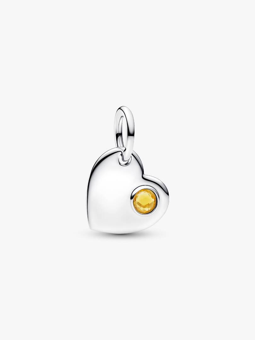Charm Pendente Pandora Cuore con Pietra Miele Novembre 