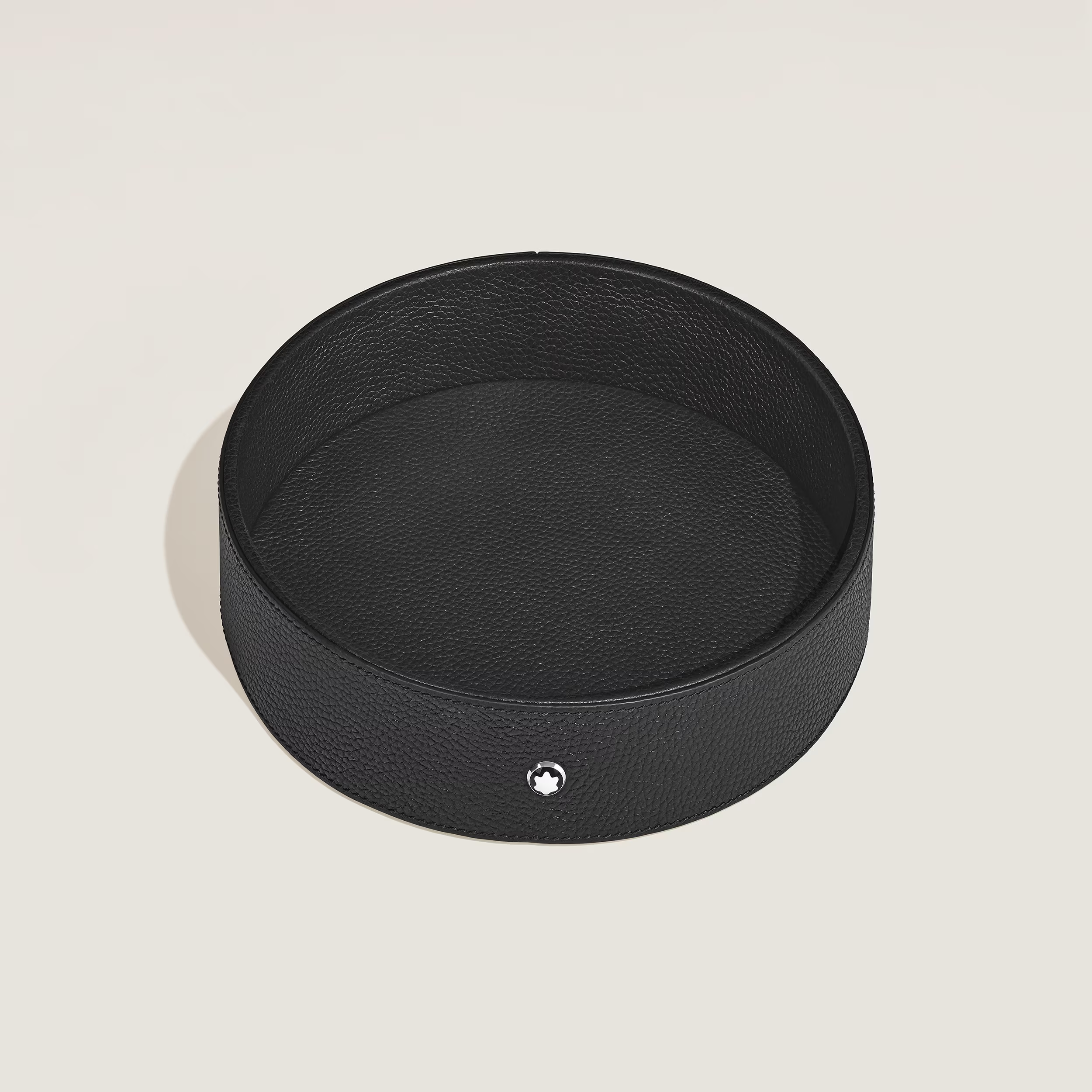 Vaschetta Montblanc Rotonda Grande in Pelle Nera con Grana 