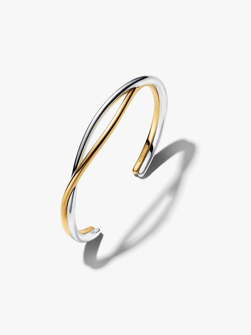 Bracciale Pandora Fascia Intrecciata Aperta Bicolore Misura 16,00 cm