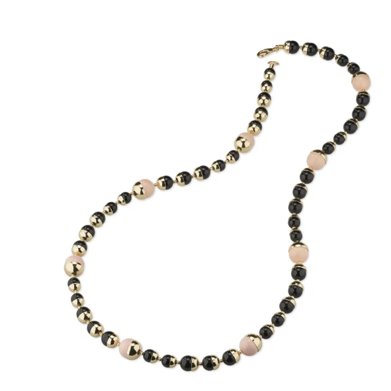 Collana Donna Sovrani Fashion Mood in Ottone con Pietre Dure Nero e Rosa 