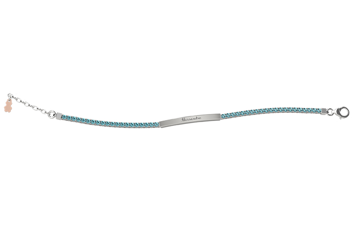 Bracciale Donna Nanan Tennis con Zirconi Turchesi e Targa 