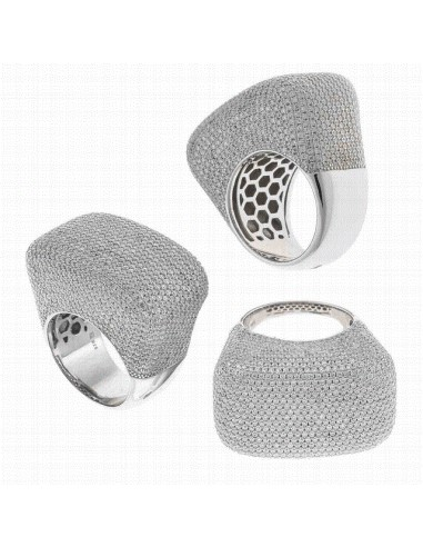 Anello Donna Salvatore Plata in Argento Rodiato con Zirconi Cubici Rettangolari