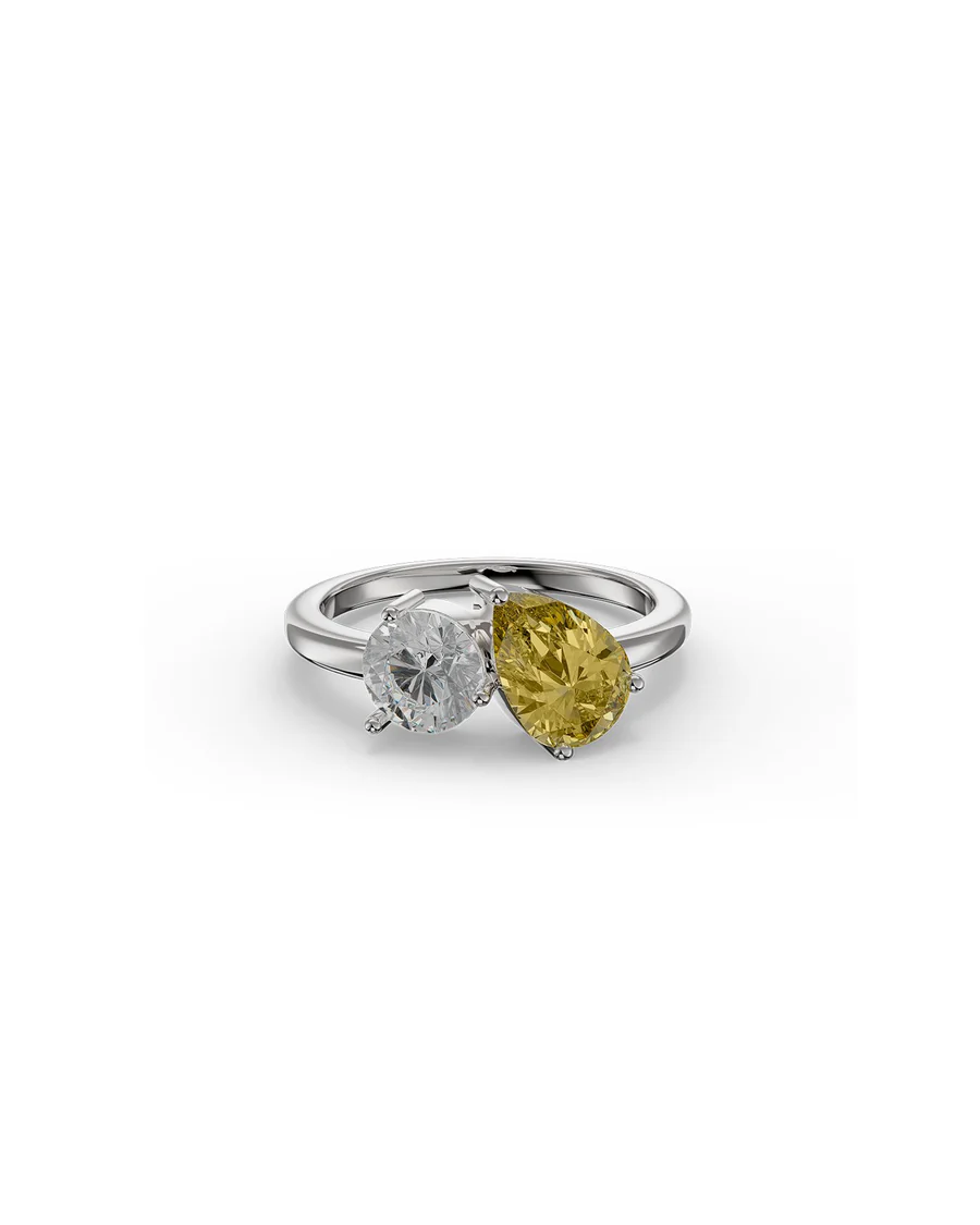 Anello Donna Amabile Honeymoon Toi Et Moi Con Pietra Gialla