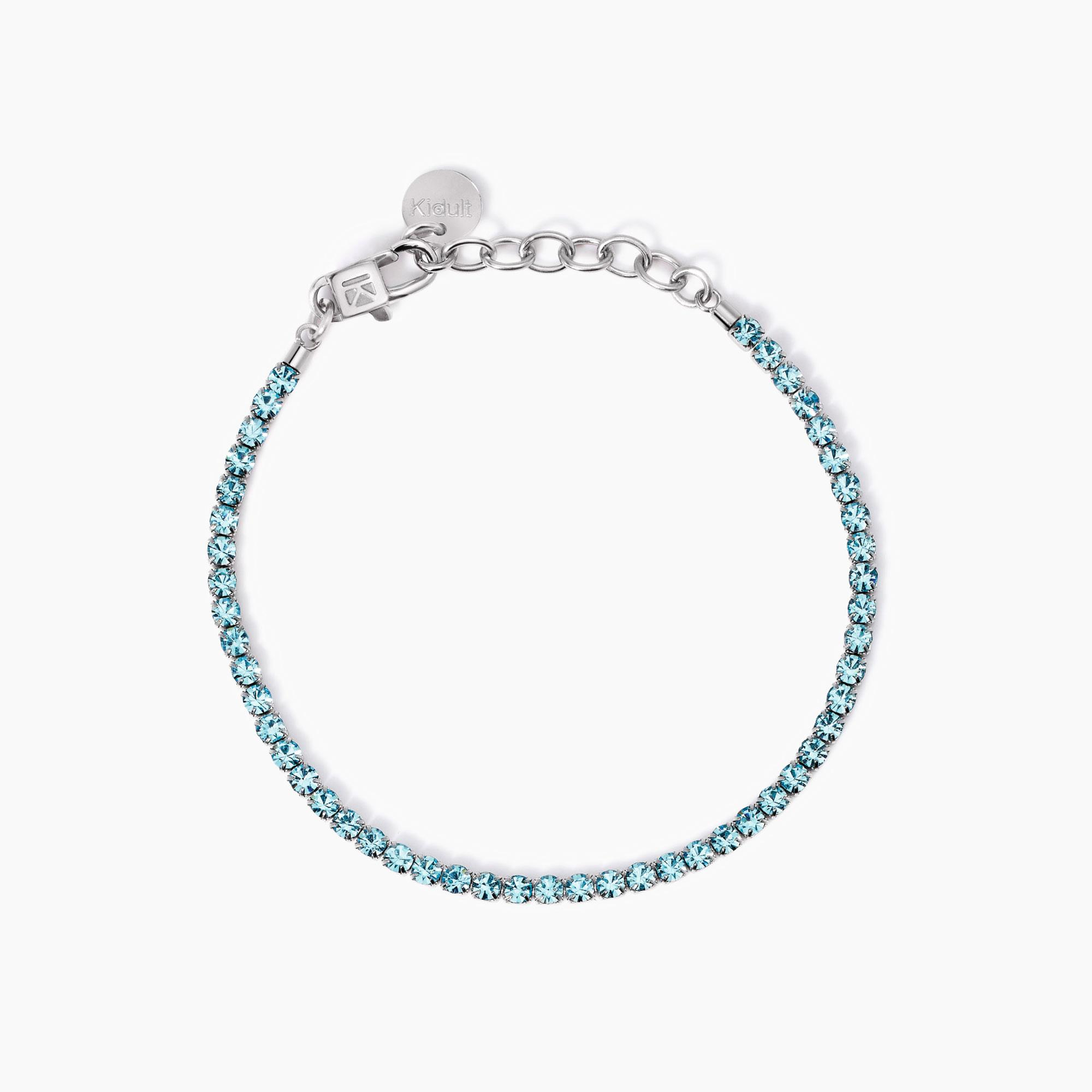 Bracciale Tennis Donna Kidult con Cristalli Azzurri 