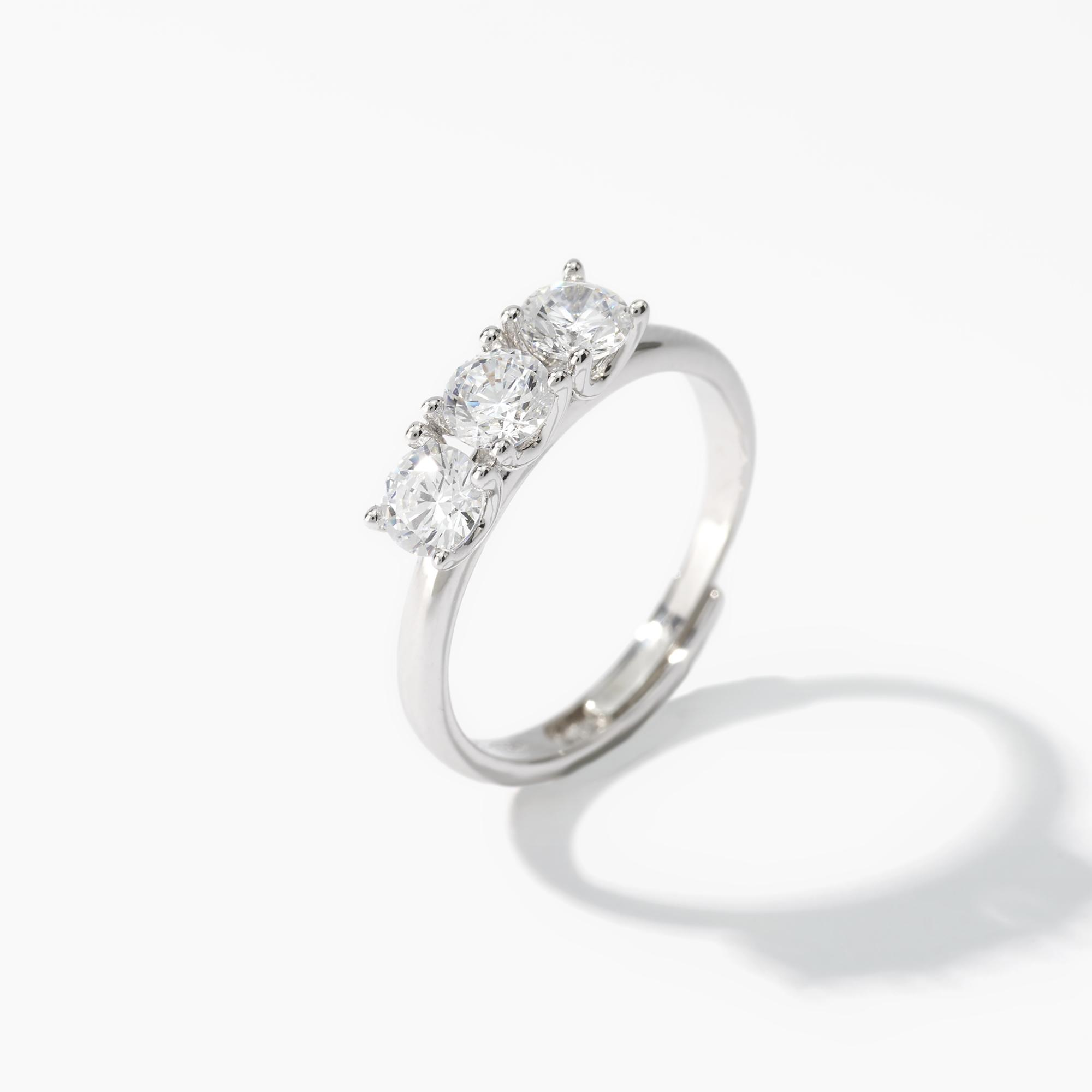 Anello Donna Mabina Trilogy Regolabile con Zirconi Bianchi