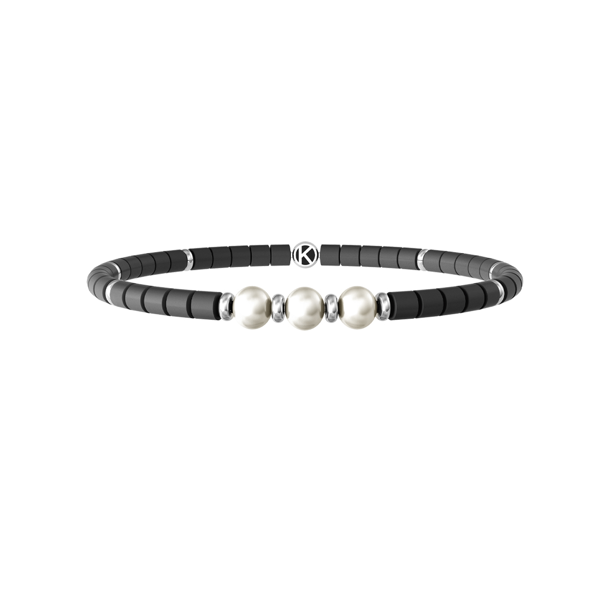 Bracciale Uomo Kidult con Ematite Grigia E Perle