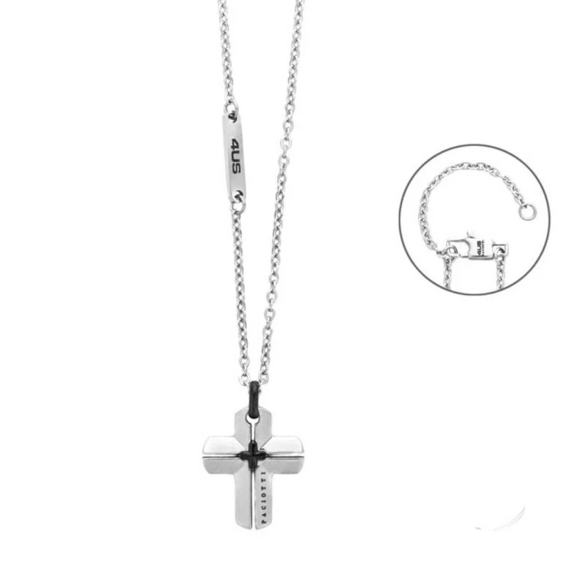 Collana Uomo Paciotti in Acciaio con Pendente Croce pvd Nero 