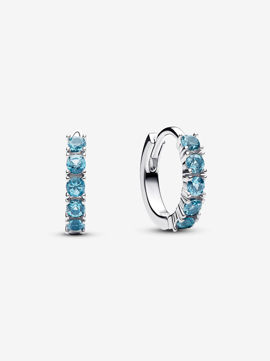 Orecchini Cerchi Pandora Piccoli Cristalli Azzurri Argento Sterling 925