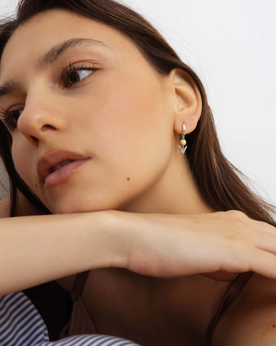 Orecchino Donna Amabile Tully a Cerchio con Tulipano Pendente 