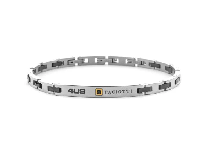 Bracciale Uomo Paciotti in Acciaio con Dettagli pvd Nero e Zircone Nero 