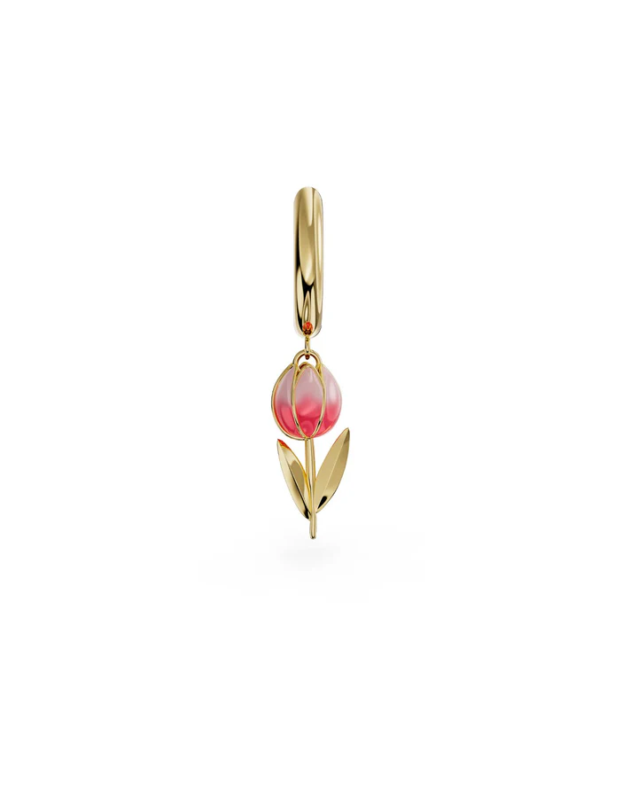 Orecchino Donna Amabile Hoop Tully a Cerchio Dorato con Tulipano Pendente 