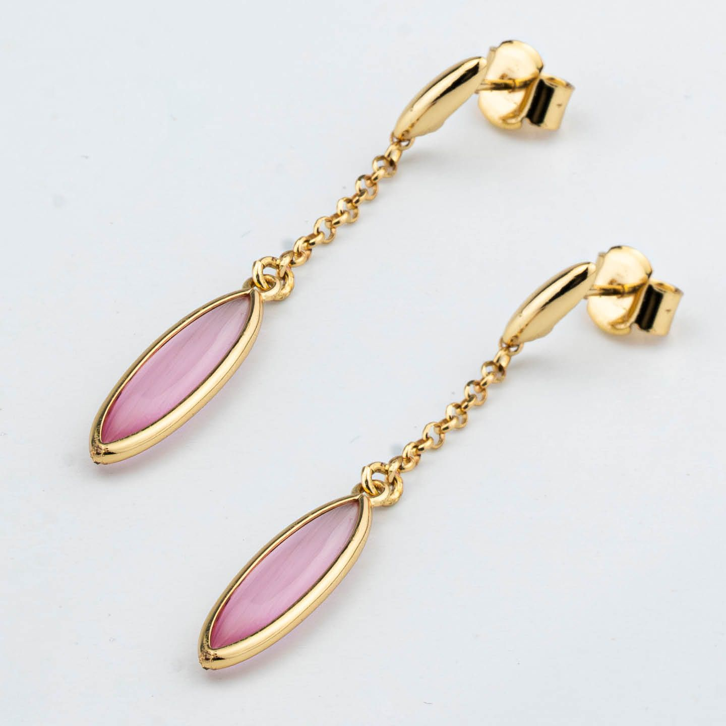 Orecchini Donna Boccadamo Pendenti Placcati Oro con Cristalli Rosa 
