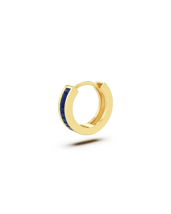Orecchino Donna Amabile Hoop Zirconia a Cerchio Dorato con Pietre di Zirconia Blu Incastonate