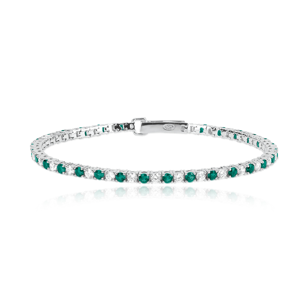 Bracciale Donna Mabina Tennis Club Smeraldi Sintetici e Zirconi 