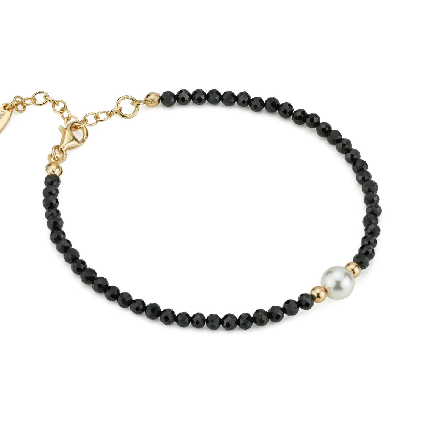 Bracciale Donna Boccadamo Placcato Oro Giallo con Filo di Spinello, Boules e Perla Centrale