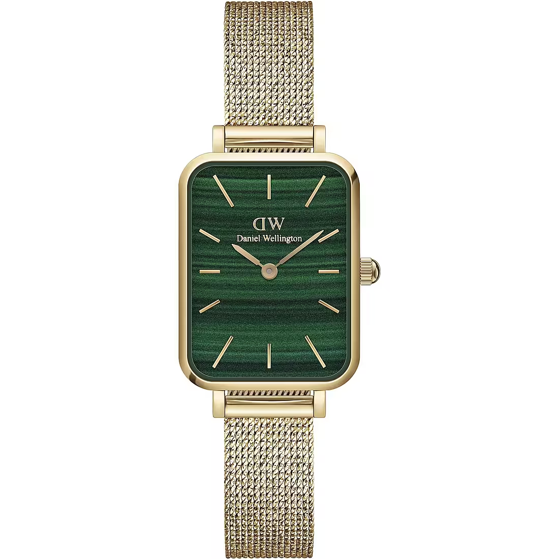 Orologio Donna Daniel Wellington Quadro al Quarzo con Quadrante Verde 26 mm Cinturino Maglia Milanese Placcato Oro