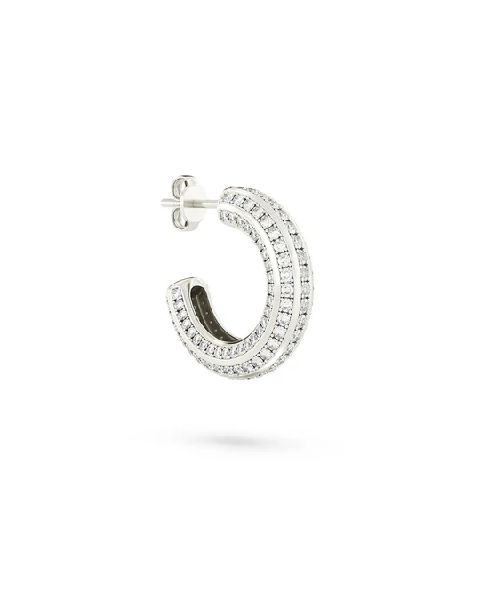 Orecchino Donna Amabile Hoop Stripe a Cerchio Grande con Strisce Brillanti 