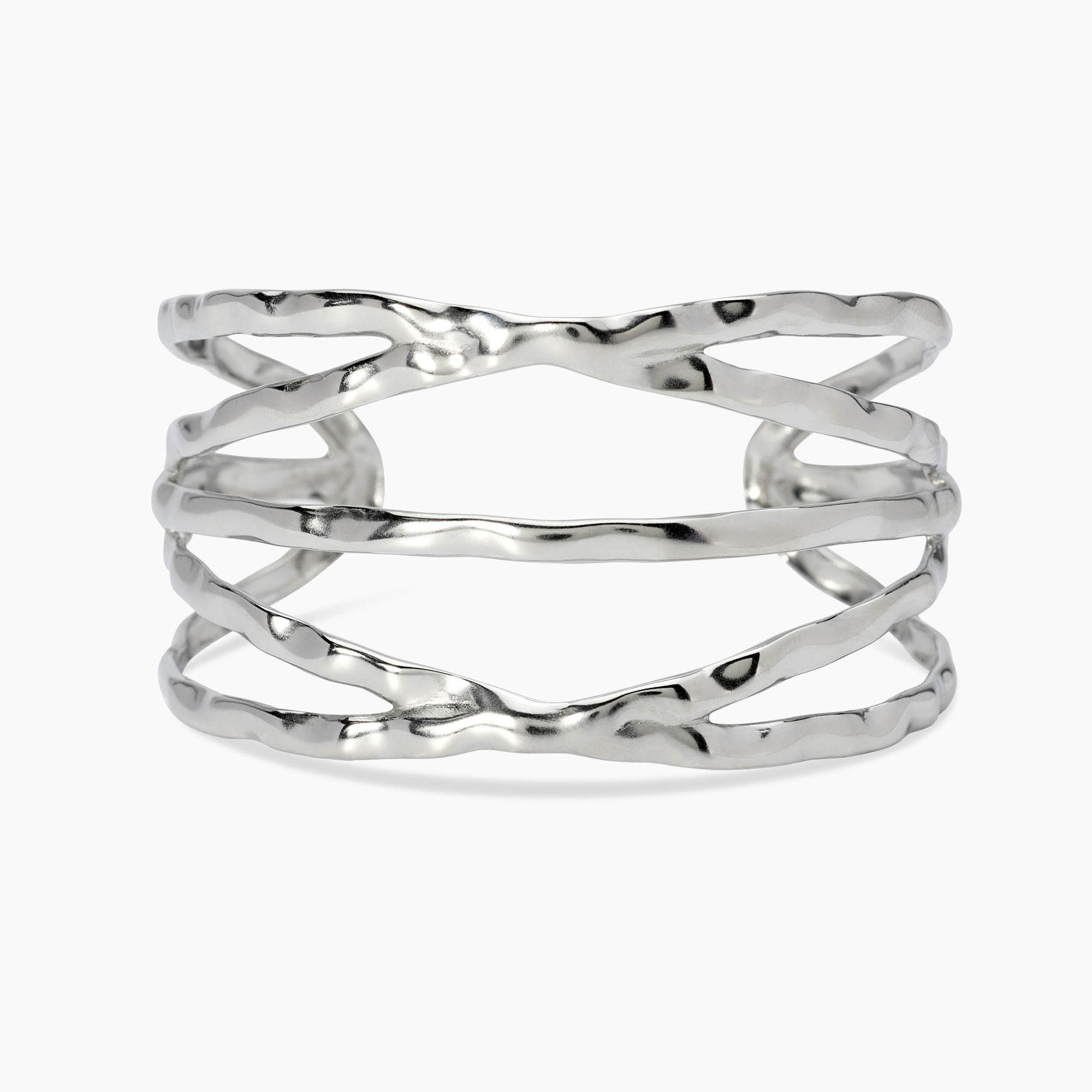 Bracciale Cuff Donna Kidult in Acciaio Martellato