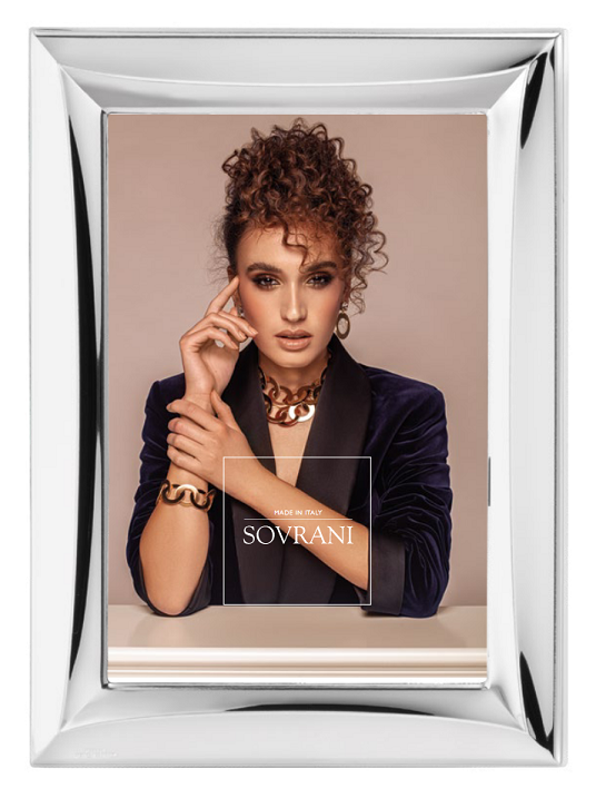 Cornice Sovrani in Argento con Retro Legno Bianco 9x13 