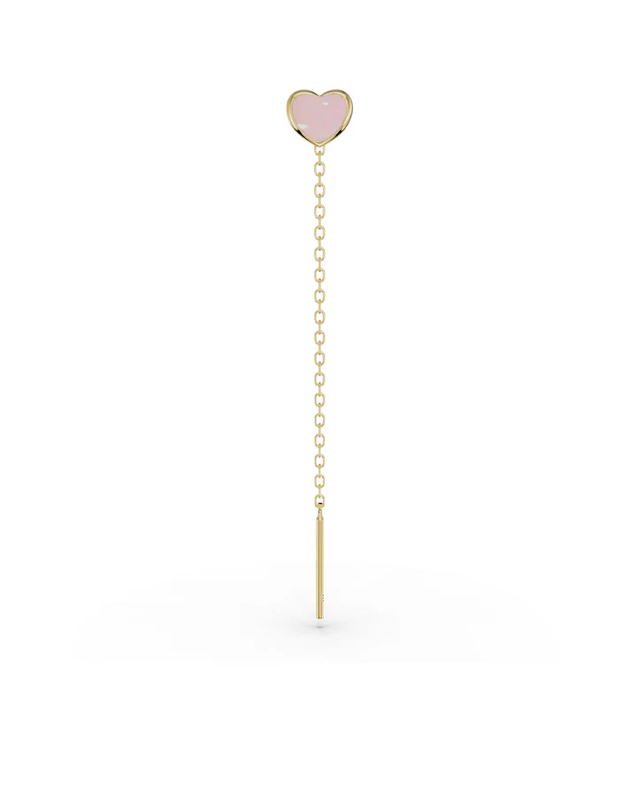 Orecchino Saliscendi Dorato Donna Amabile Lovli Cuore Smaltato Rosa Mini 