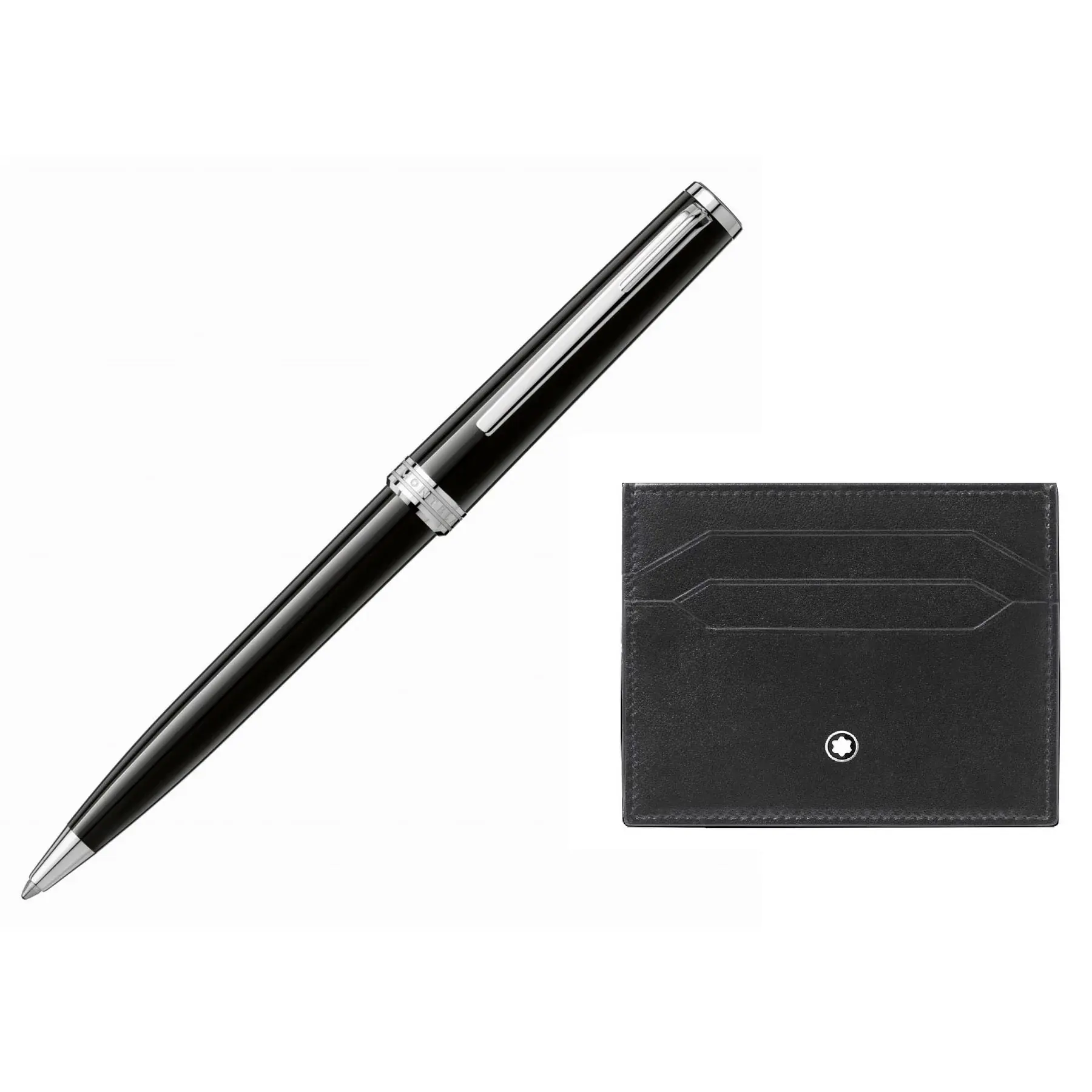 Set Montblanc Penna a Sfera Pix e Portacarte 6 Tasche in PelleMeisterstück
