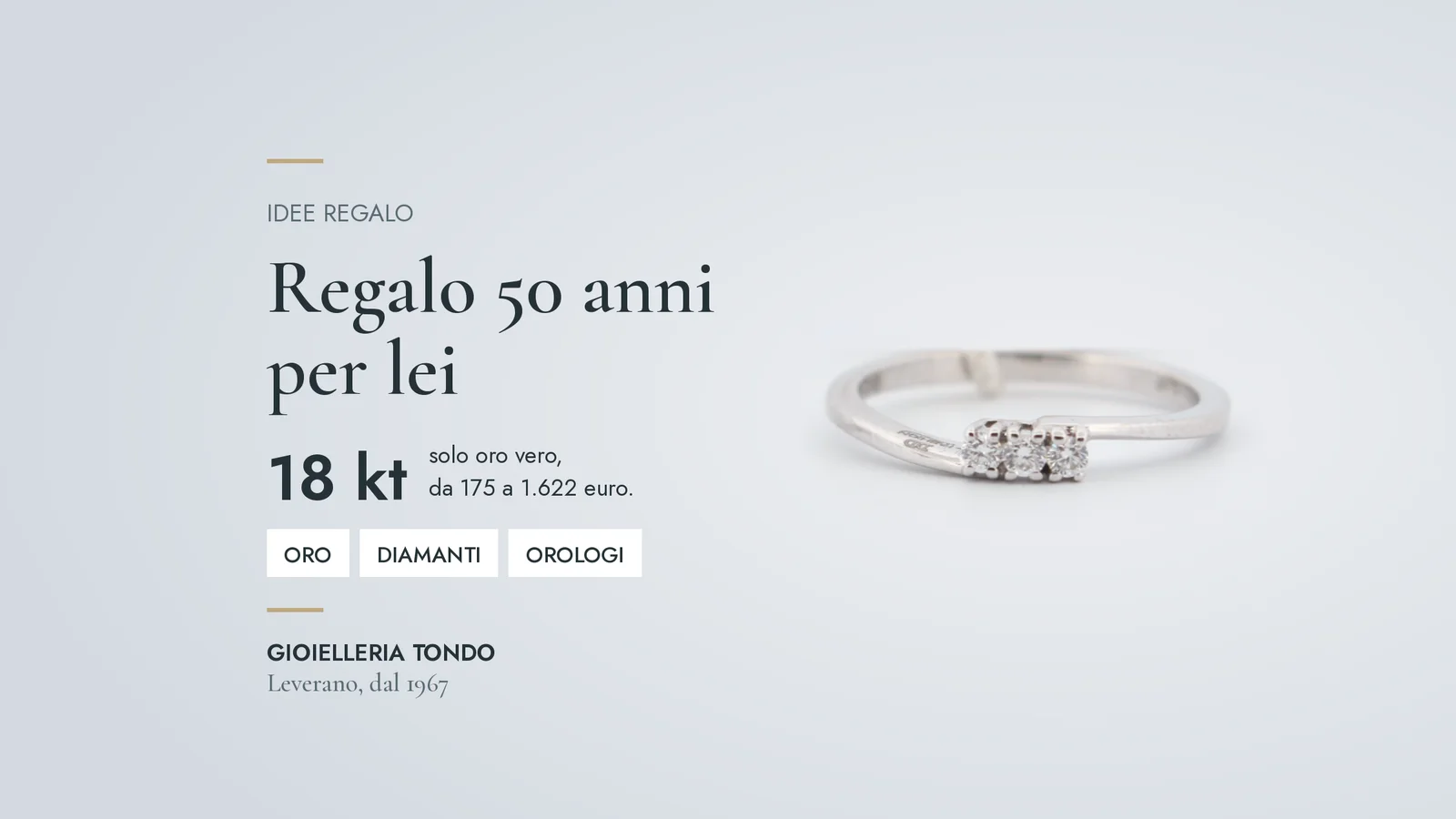 	Regalo per i 50 anni di una donna: oro, diamanti e orologi, fascia per fascia