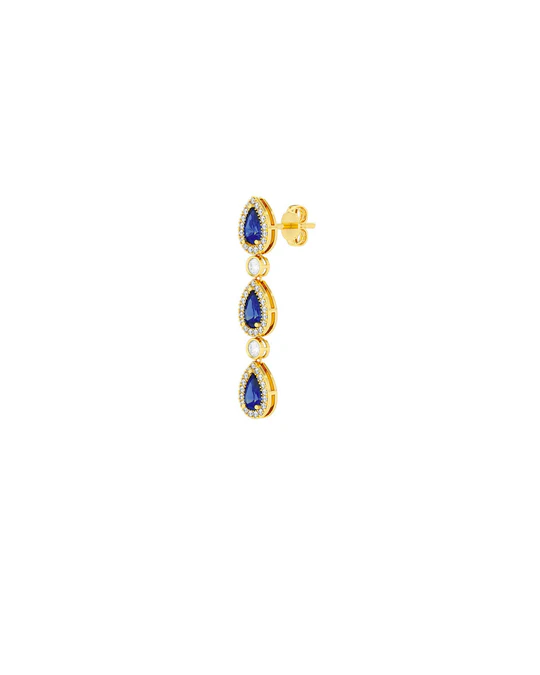 Orecchino Donna Amabile Midnight Dorato con Pietre Blu Pendenti 