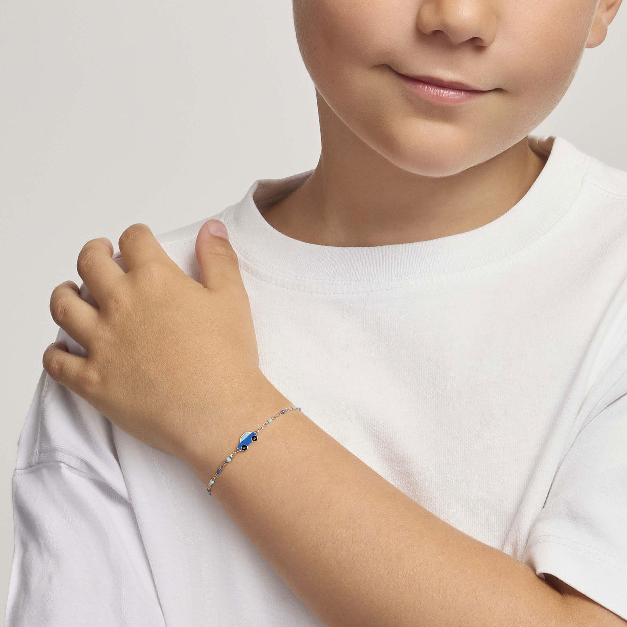 Bracciale Bambino Mabina Brum Brum in Argento con Macchinina Azzurra