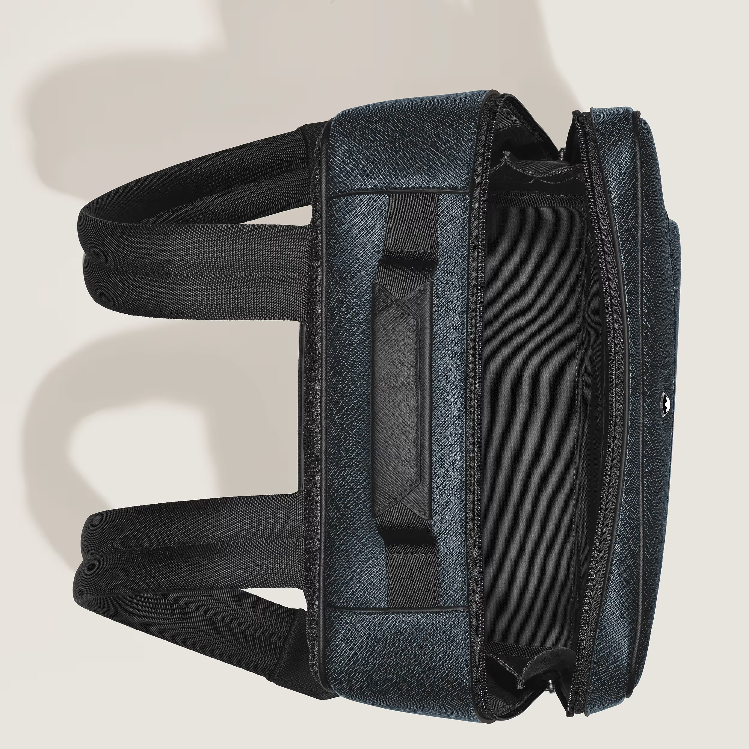Zaino Rettangolare Montblanc Companion in Pelle Sartorial Goffrata Blu/Nero