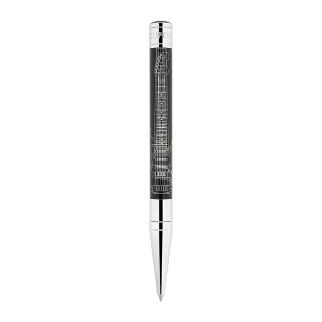 Penna a Sfera Dupont Initial Fender in Lacca Nera e Finiture Cromate