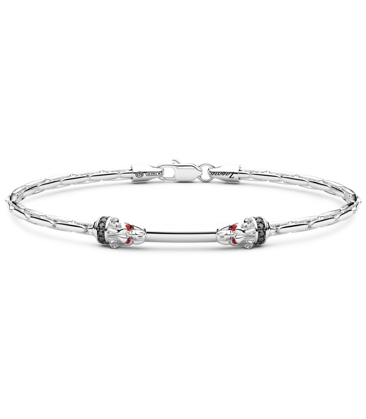 Bracciale Uomo Zancan in Argento con Targhetta ed Elementi Scultorei con Spinelli