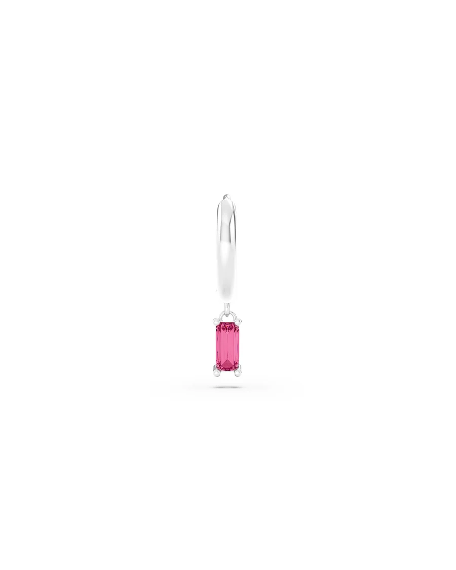 Orecchino Donna Amabile Hoop Baguette a Cerchio con Ciondolo Baguette Fucsia