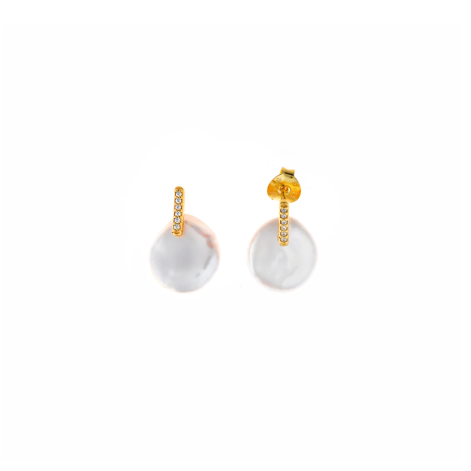 Orecchini Donna Salvatore Plata in Argento Placcato Oro con Perla D'Acqua Dolce 