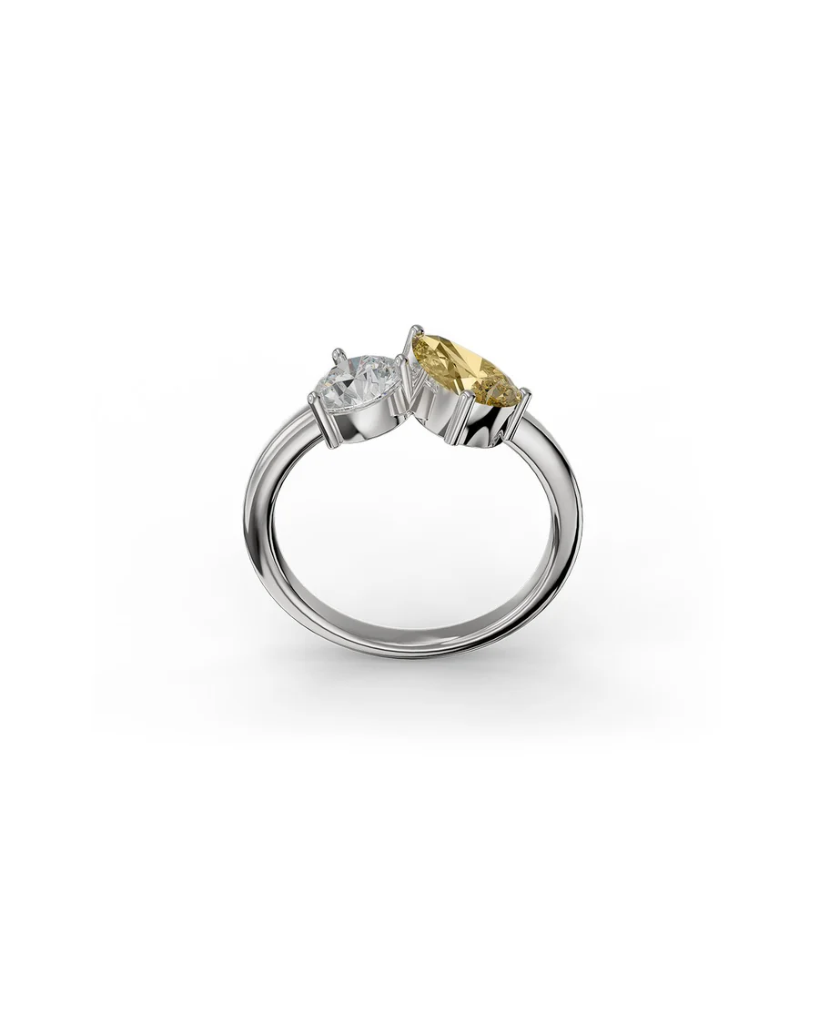 Anello Donna Amabile Honeymoon Toi Et Moi Con Pietra Gialla