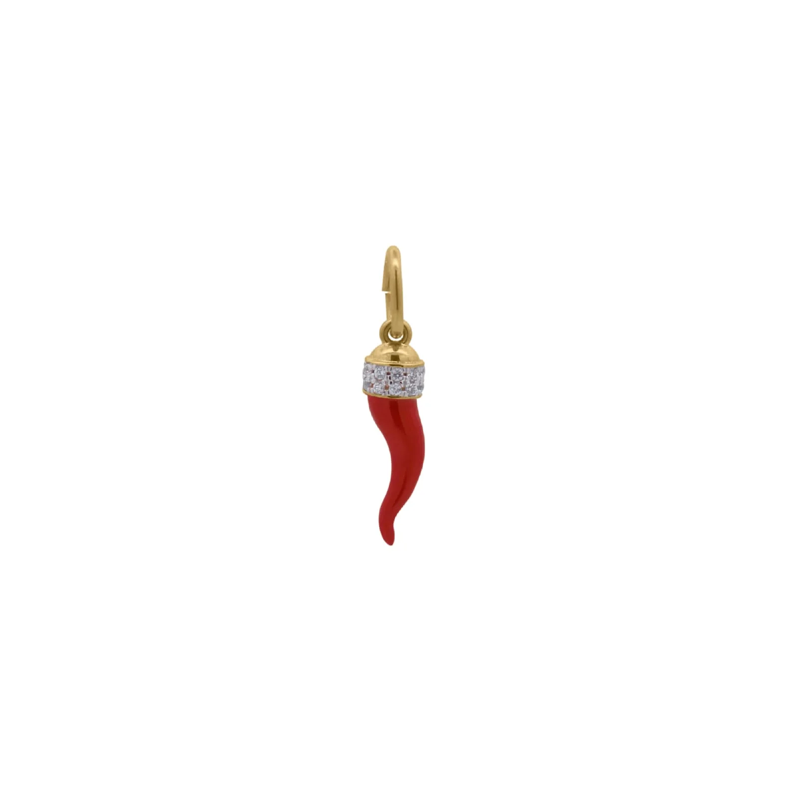 Charm Donna Rue Des Mille Cornetto in Argento Dorato e Smalto Rosso
