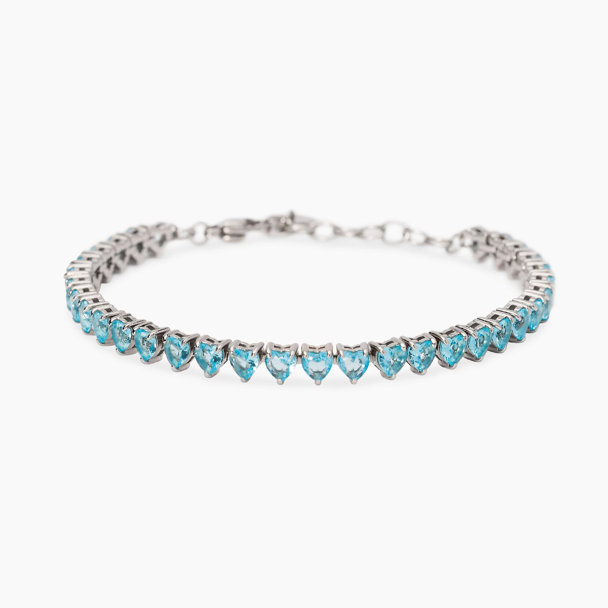 Bracciale Donna Kidult Tennis Cuore con Zirconi Azzurri