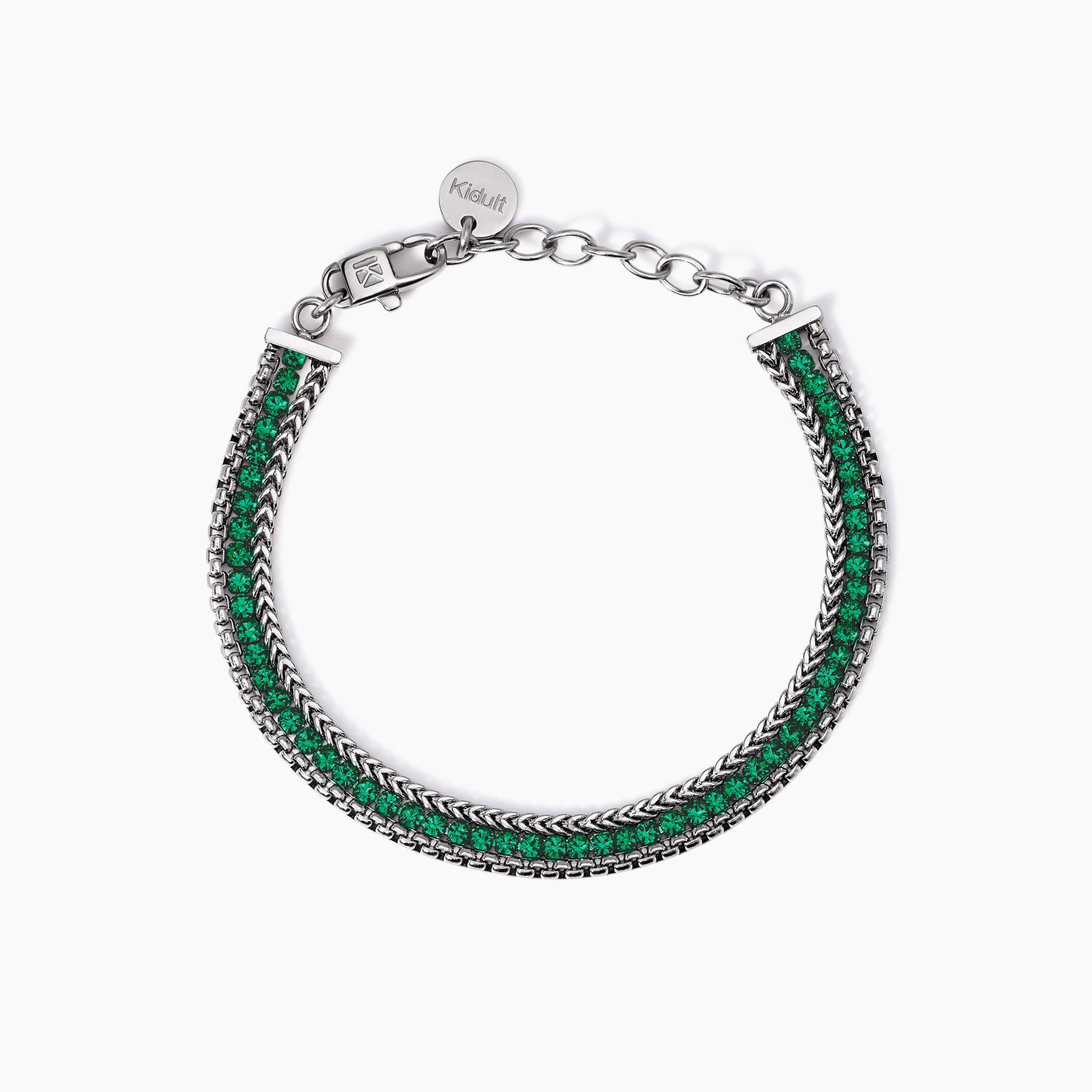 Bracciale Donna Kidult con due Catene e Tennis verde