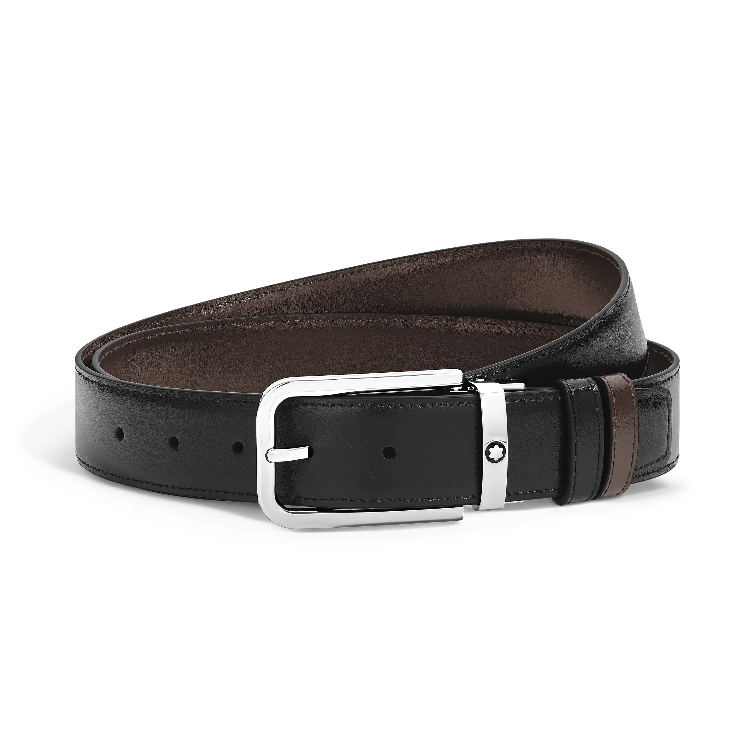 Cintura Reversibile Montblanc 35 mm in Pelle Meisterstück Nera/Ebano con Fibbia Rettangolare