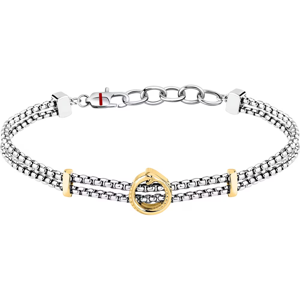 Bracciale Uomo Sector Basic Doppio Filo con Dettaglio Serpente in Oro 